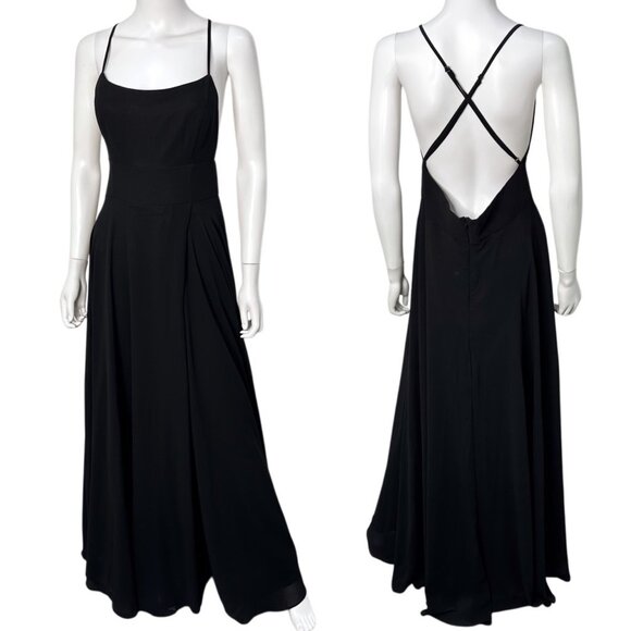 Lulus Dreamy Romance Backless Strappy High Slit Maxi Dress in Black Women's Sz L - Picture 2 of 16
